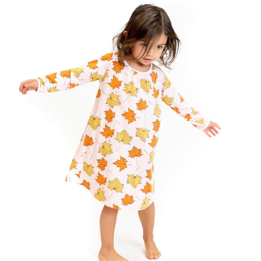 Sweetheart Dress - Pink Leaves