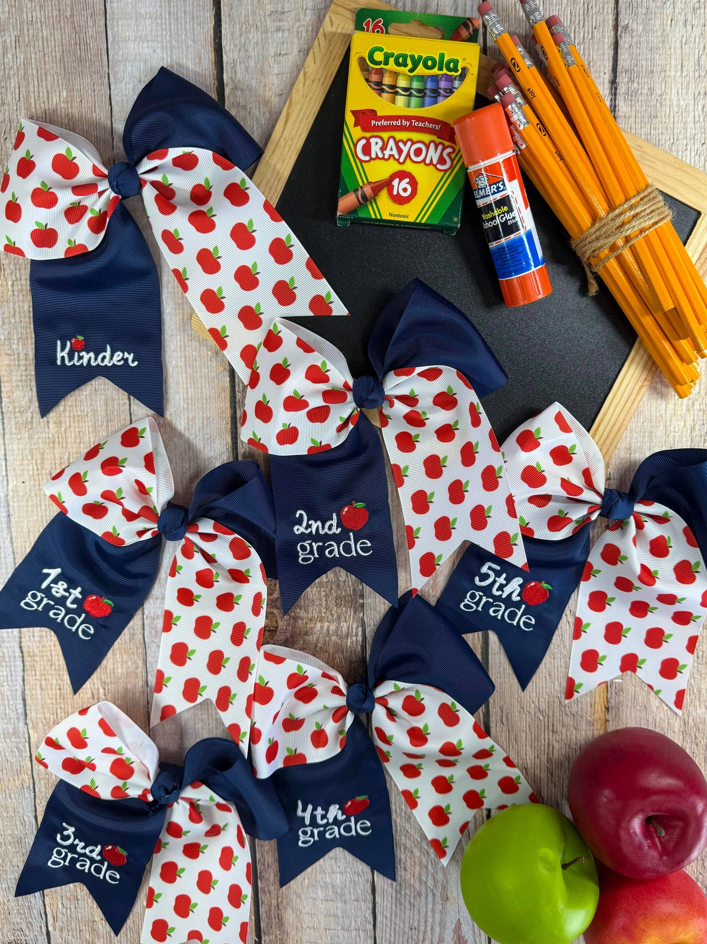 School Grade Embroidered Cheer Bow