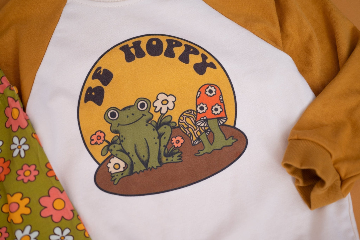 Be Hoppy Frog Kids Retro Graphic Sweatshirt