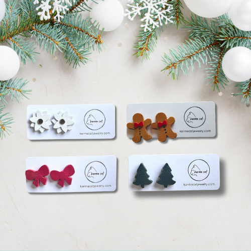 Gingerbread Man Studs // Christmas, Holiday, Lightweight