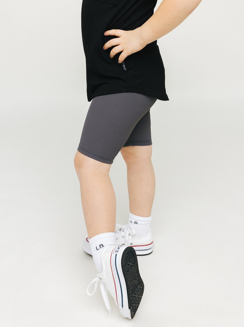 Athletic Ribbed Biker Short - Grey