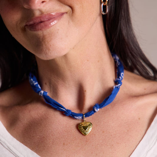 Blue Bandana Charm Necklace
