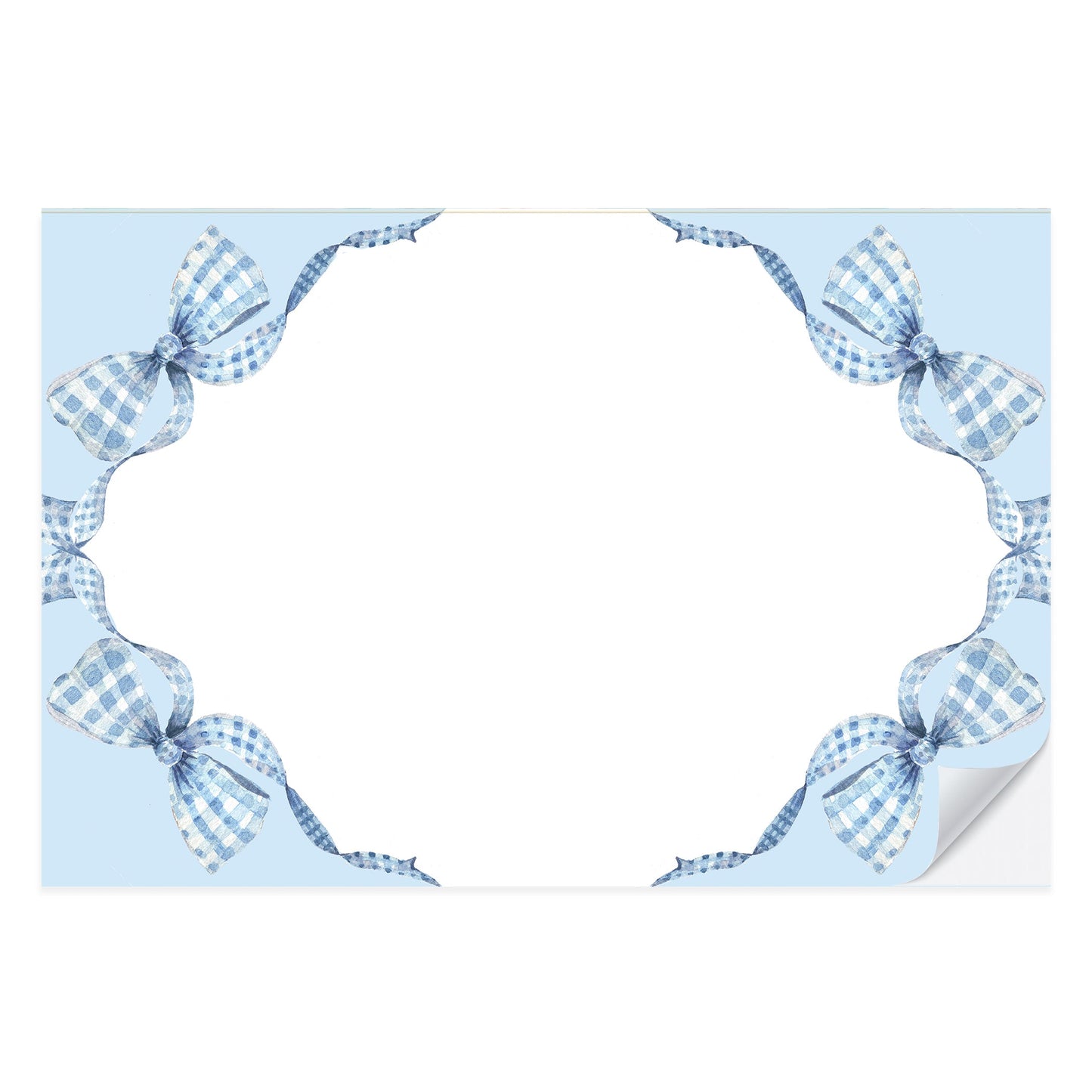 Blue Gingham Bow Placemat Pad