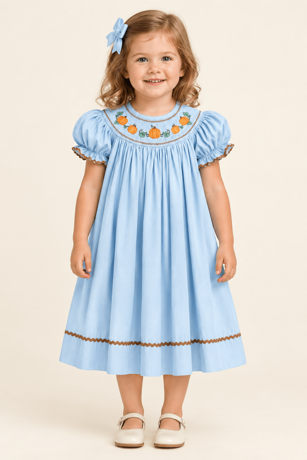 Blue Pumpkin Smocked Bishop Dress