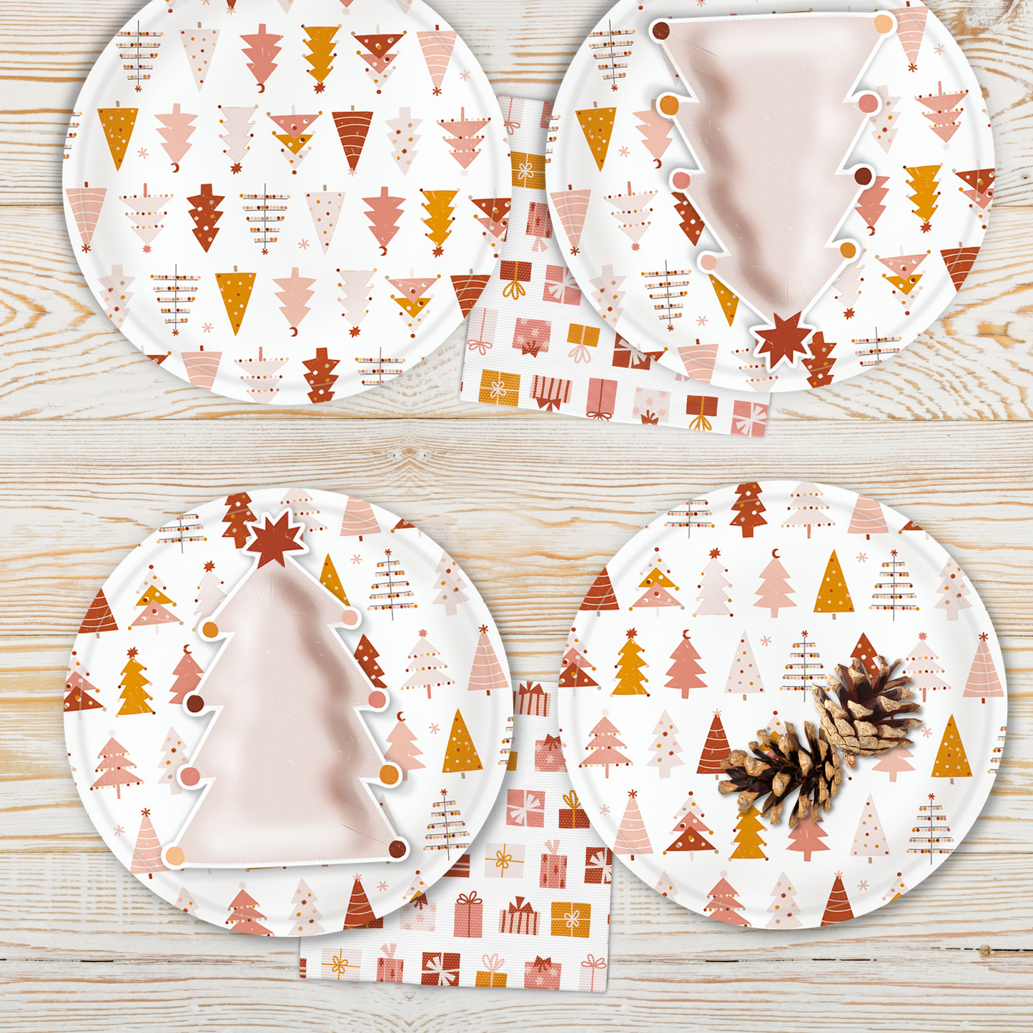 Pink Christmas Tree Paper Plates