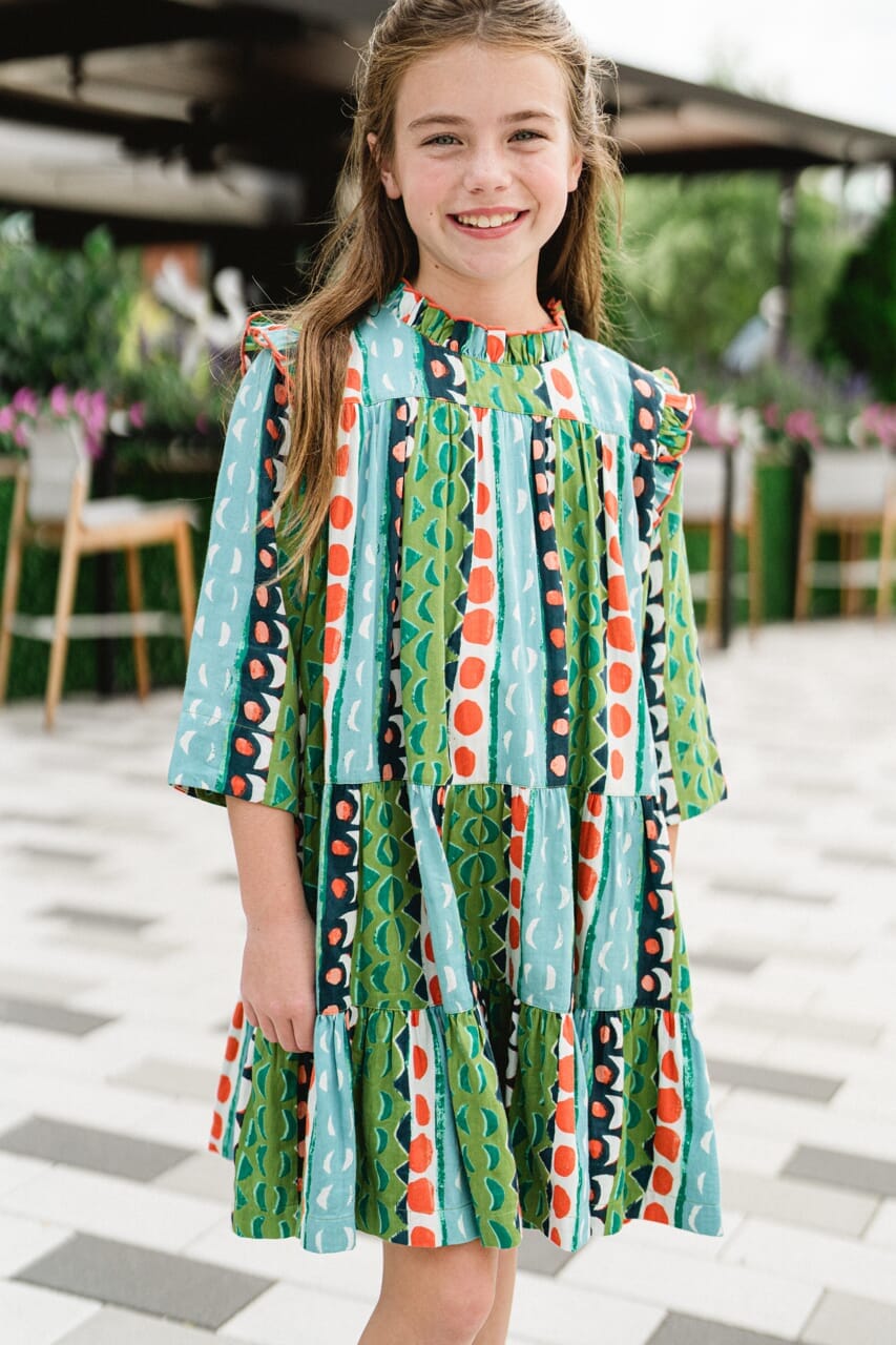 Girls Flutter Dress-Jasmine Green