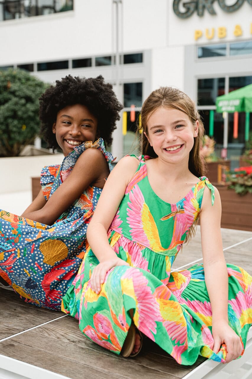 Girls Olivia Dress- Tropical Green - final sale