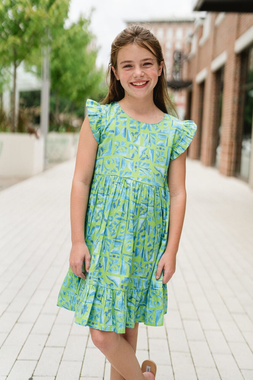 Girls Emma Ruffle Sleeve Dress - final sale