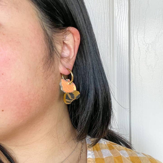 Bumble Bee Hoops Acrylic Earrings