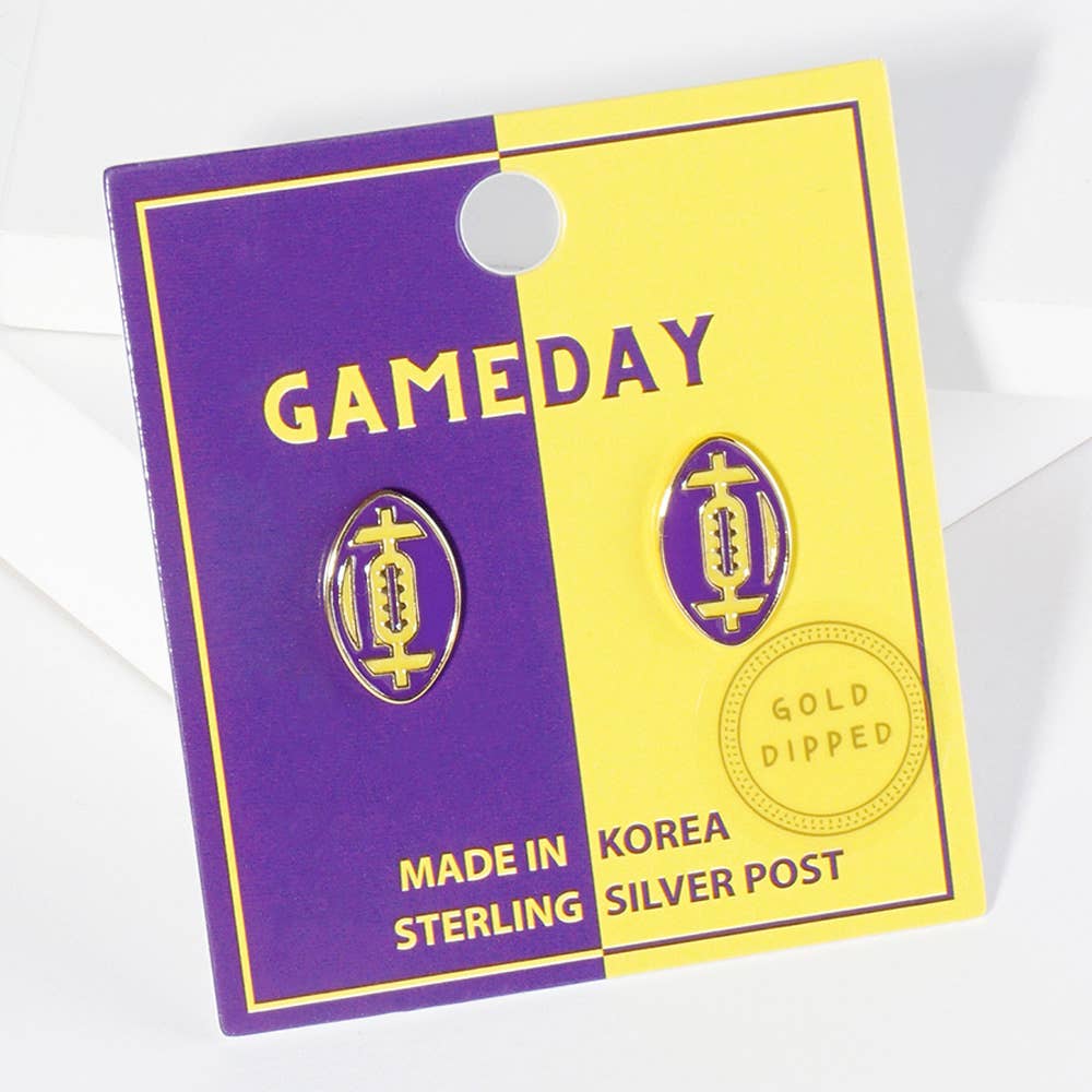 Gold Dipped GAMEDAY Football Stud Earrings