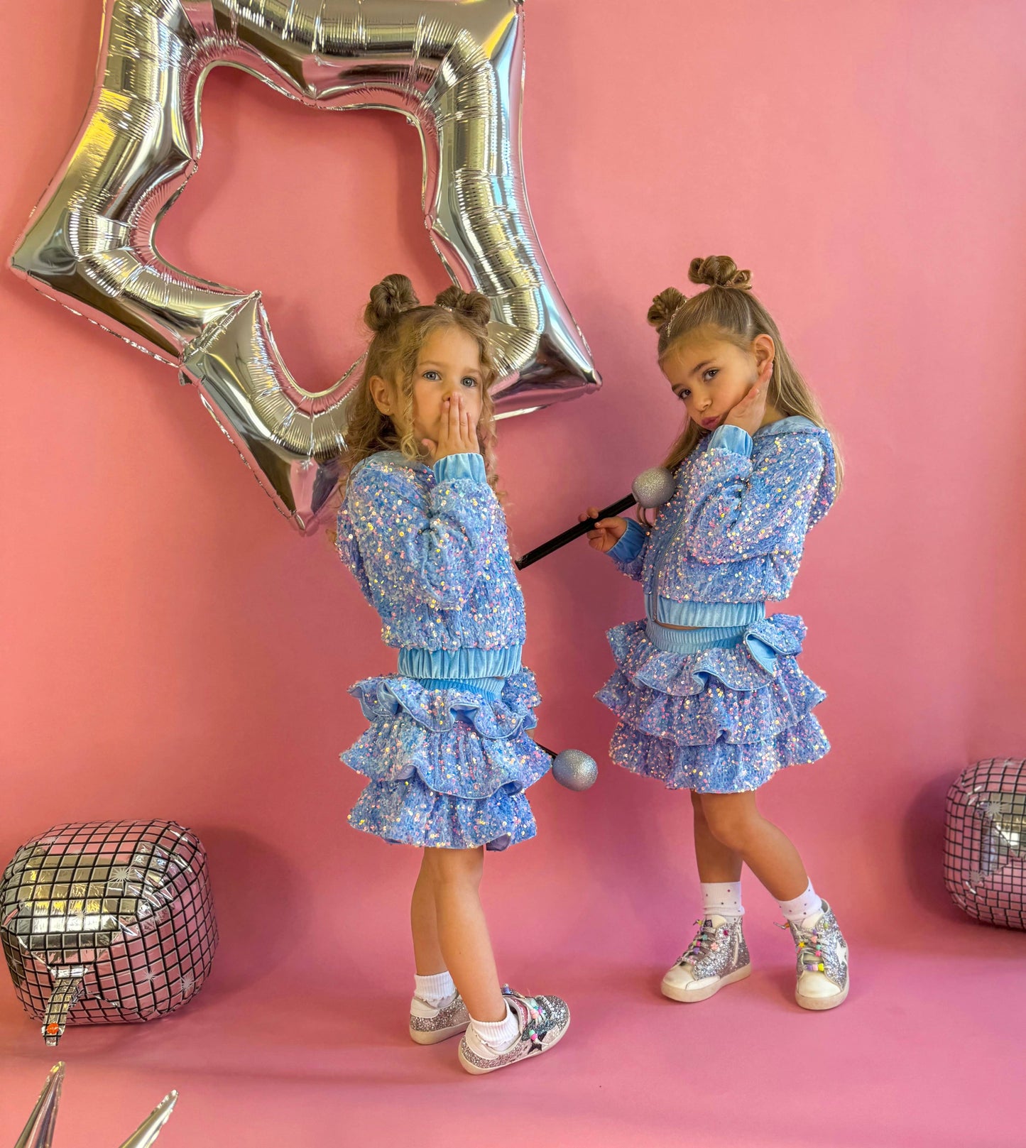 Blue Sequin Two Piece Set