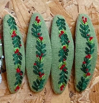 Xmas Theme Embroidered Hair Barrette, Christmas Collection