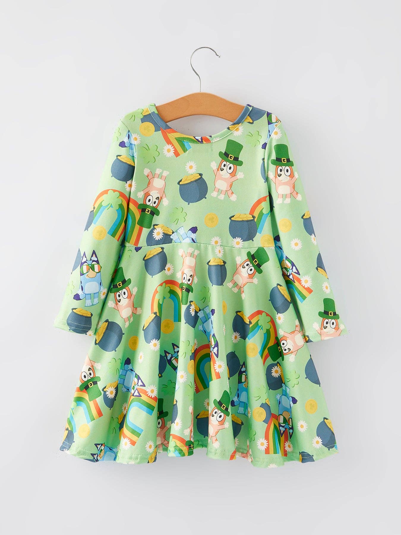 Blue Dog Saint Patricks Day Girls Dress