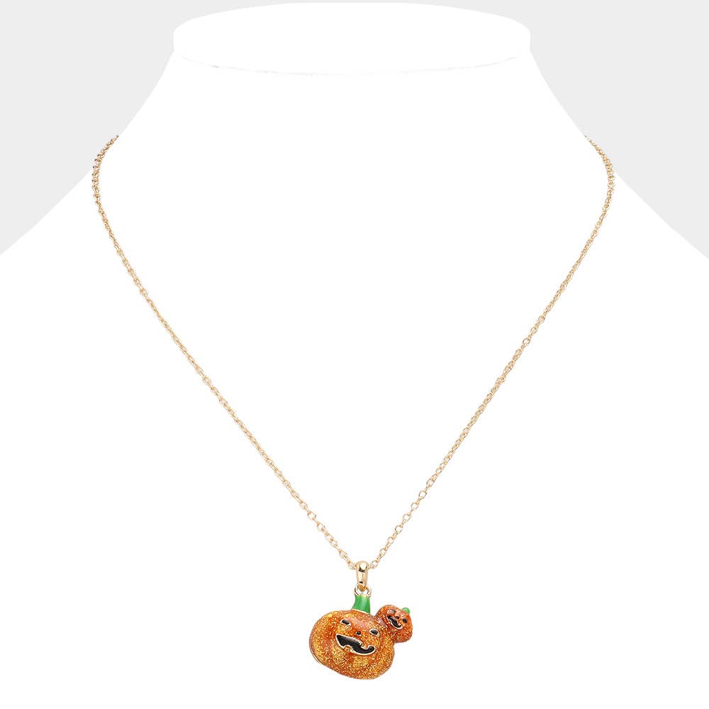 Enamel Halloween Pumpkin Pendant Necklace