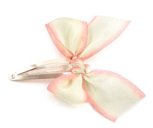 Large Ivory Silk Bow Hair Clips Rose Gold Brass