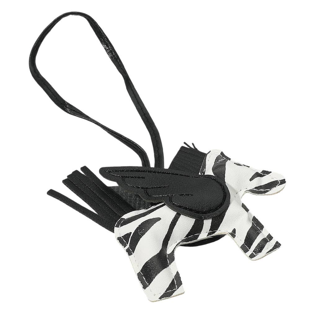 Faux Leather Winged Horse Bag Charm