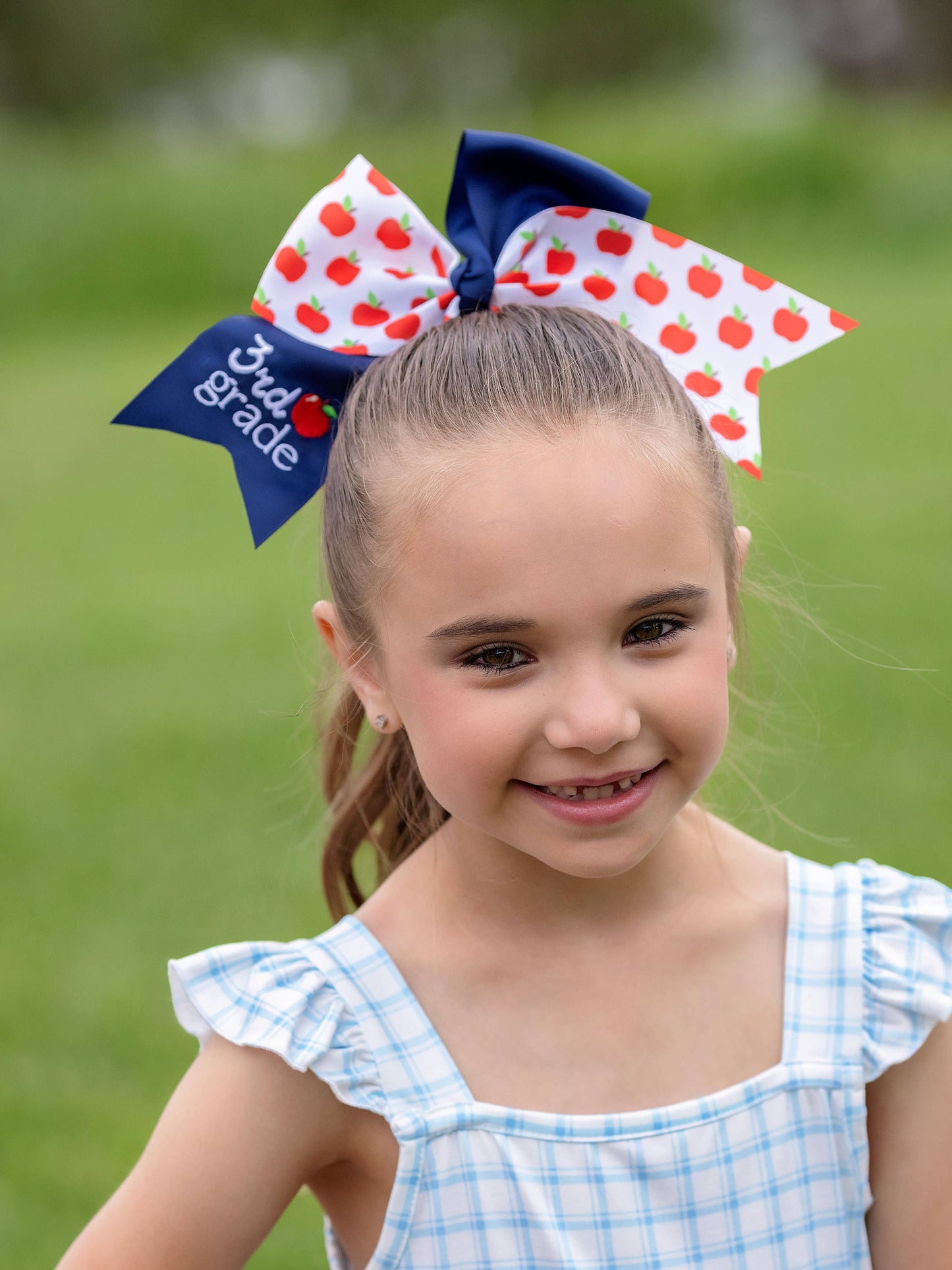 School Grade Embroidered Cheer Bow