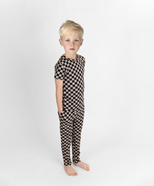 Black & Tan Checkered Two-Piece Set