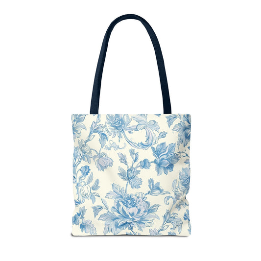 Claude Monet Water Lily Tote Bag with Letter, Colorful Initial Tote Bag with Gingham and Vintage Aesthetic Toile: P