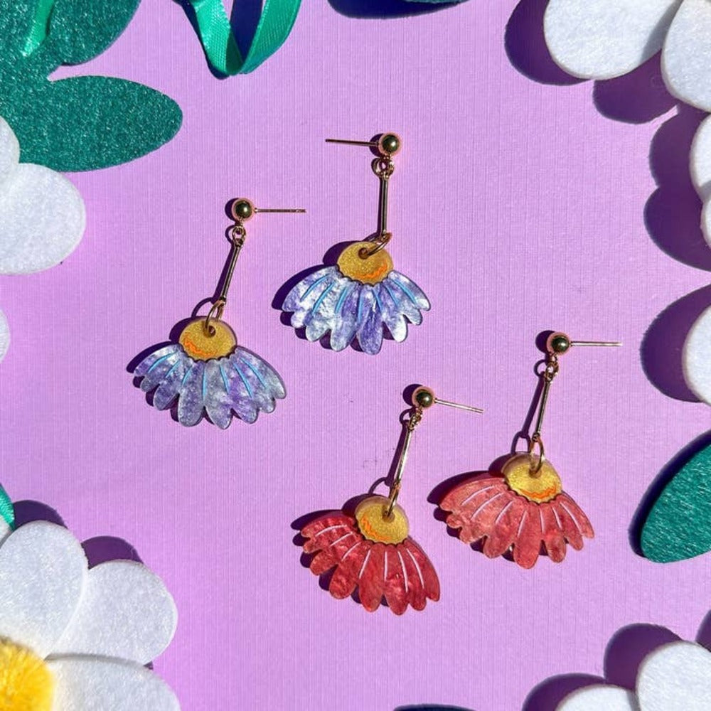Coneflower Bloom Acrylic Earrings