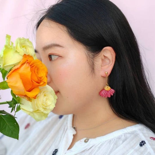 Coneflower Bloom Acrylic Earrings