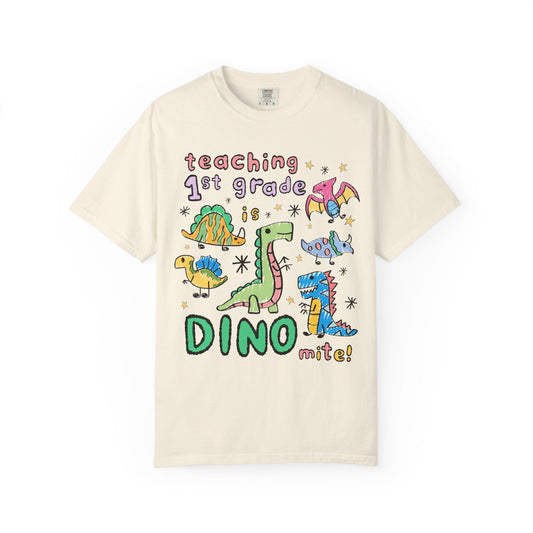 First Grade Teacher Dinosaur Tee