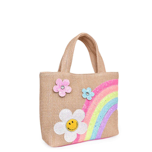 Rainbow Daisy Straw Mini Tote Bag