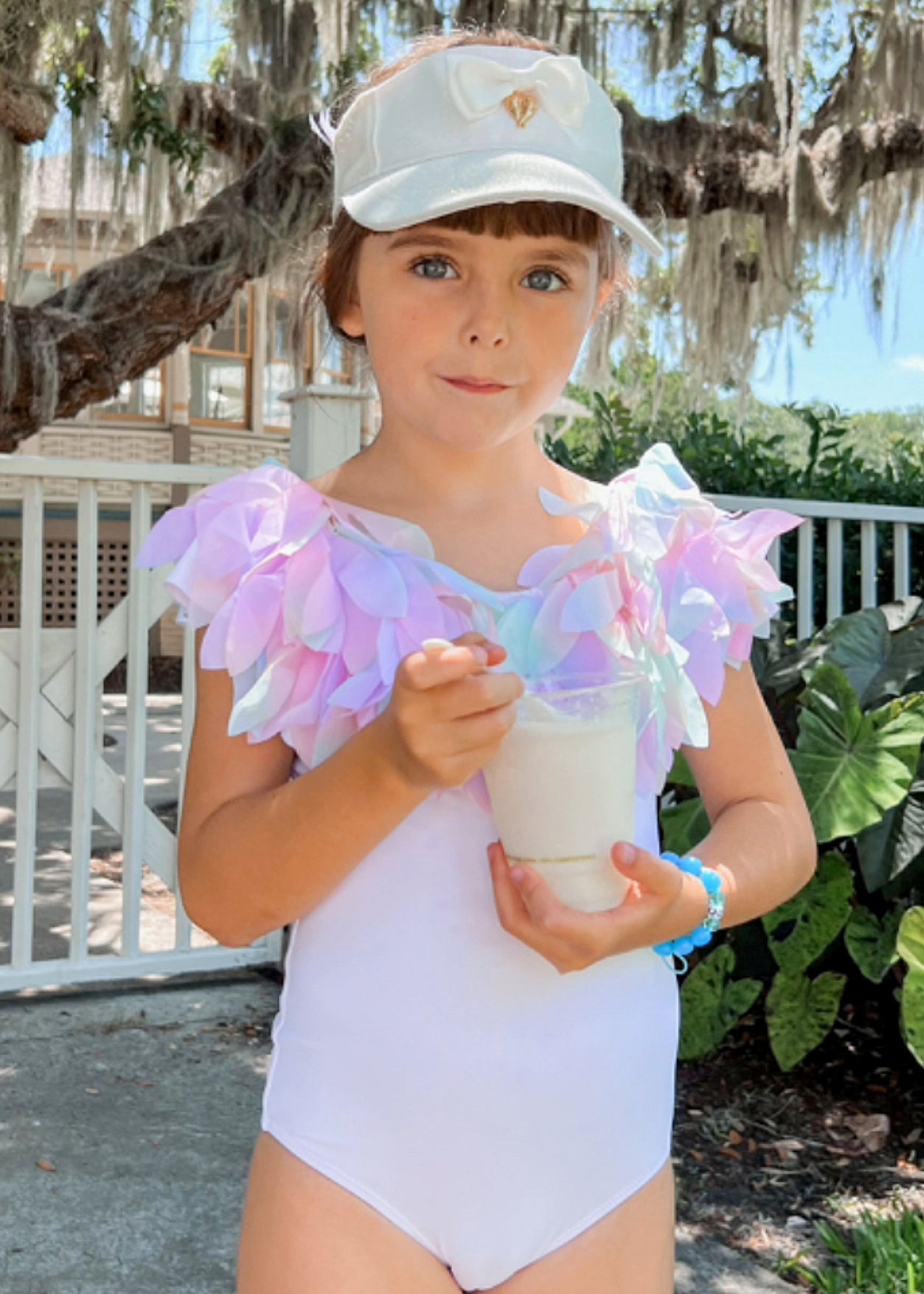 White Swimsuit with Unicorn Petals