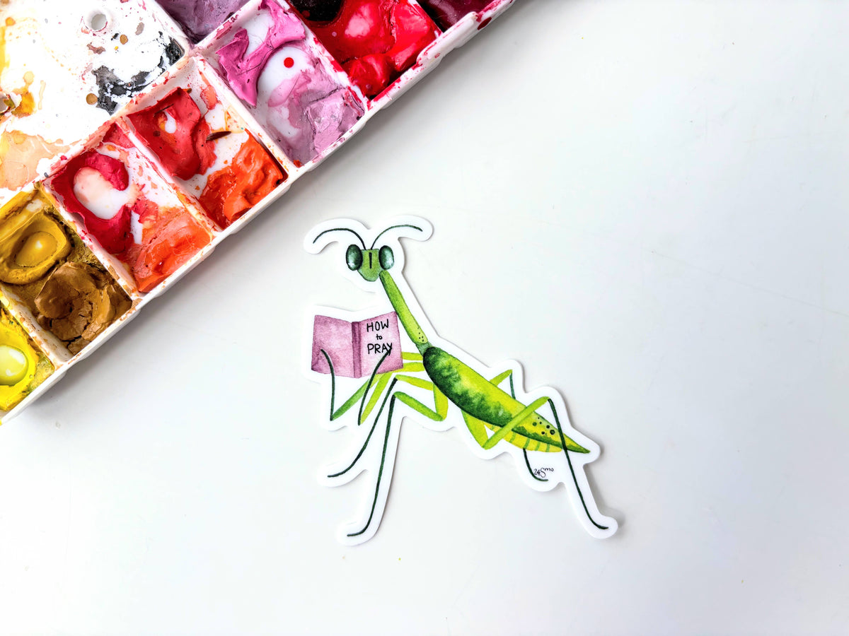 Praying Mantis Vinyl Sticker - Insect Pun