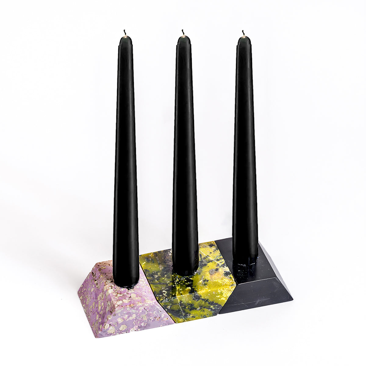 Triangle Gemstone puzzle / 3piece candelabra - Lila Black