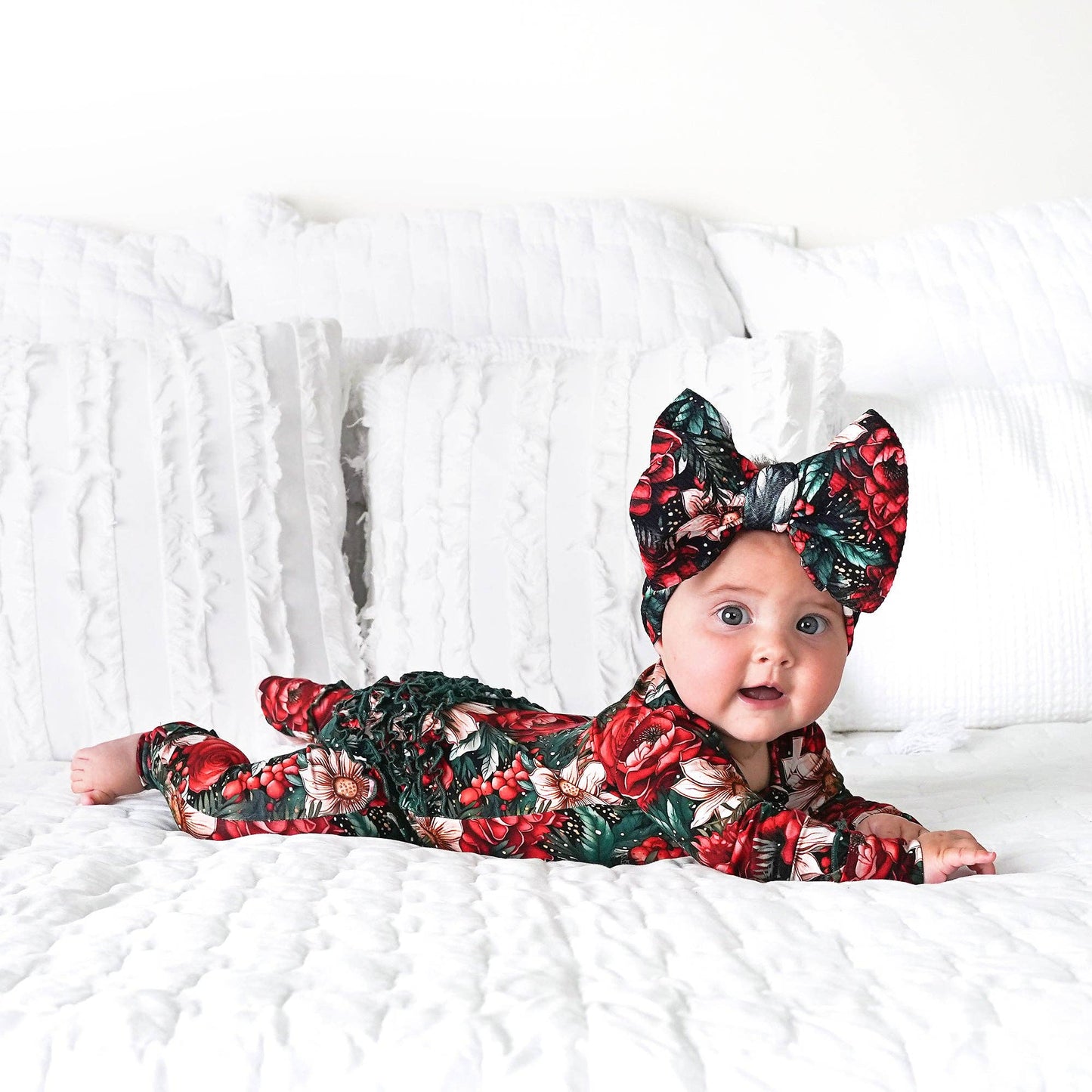 Floral Ruffle Convertible Zip Onesie