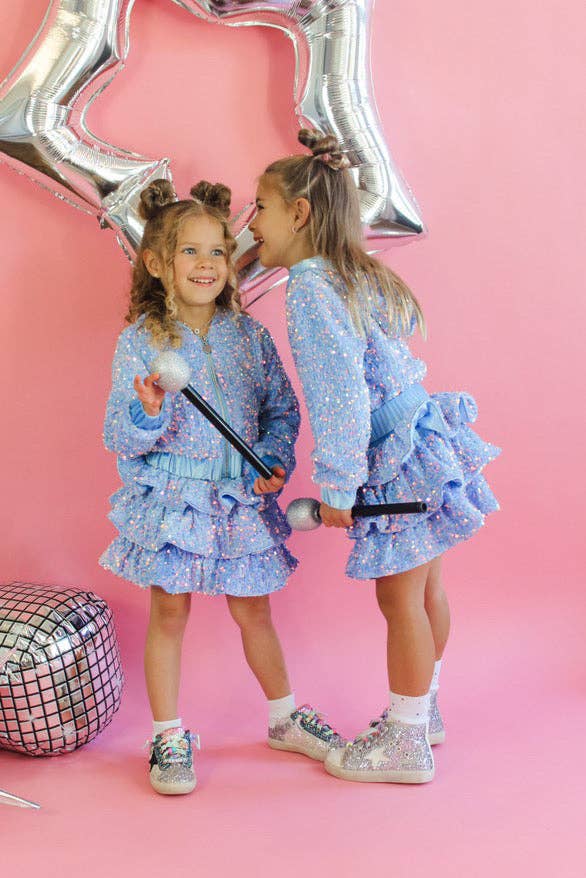 Blue Sequin Two Piece Set