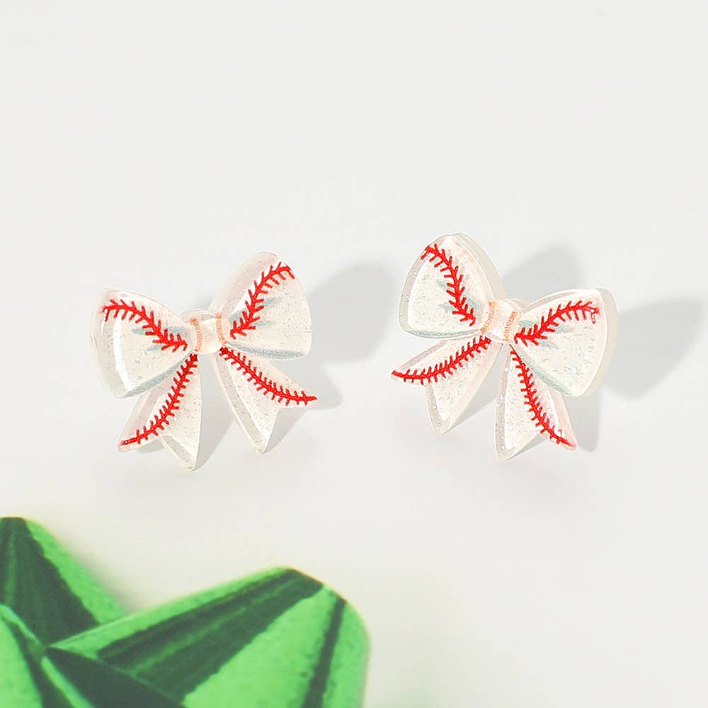 Resin Sports Baseball/Basketball/Football Bow Stud Earrings
