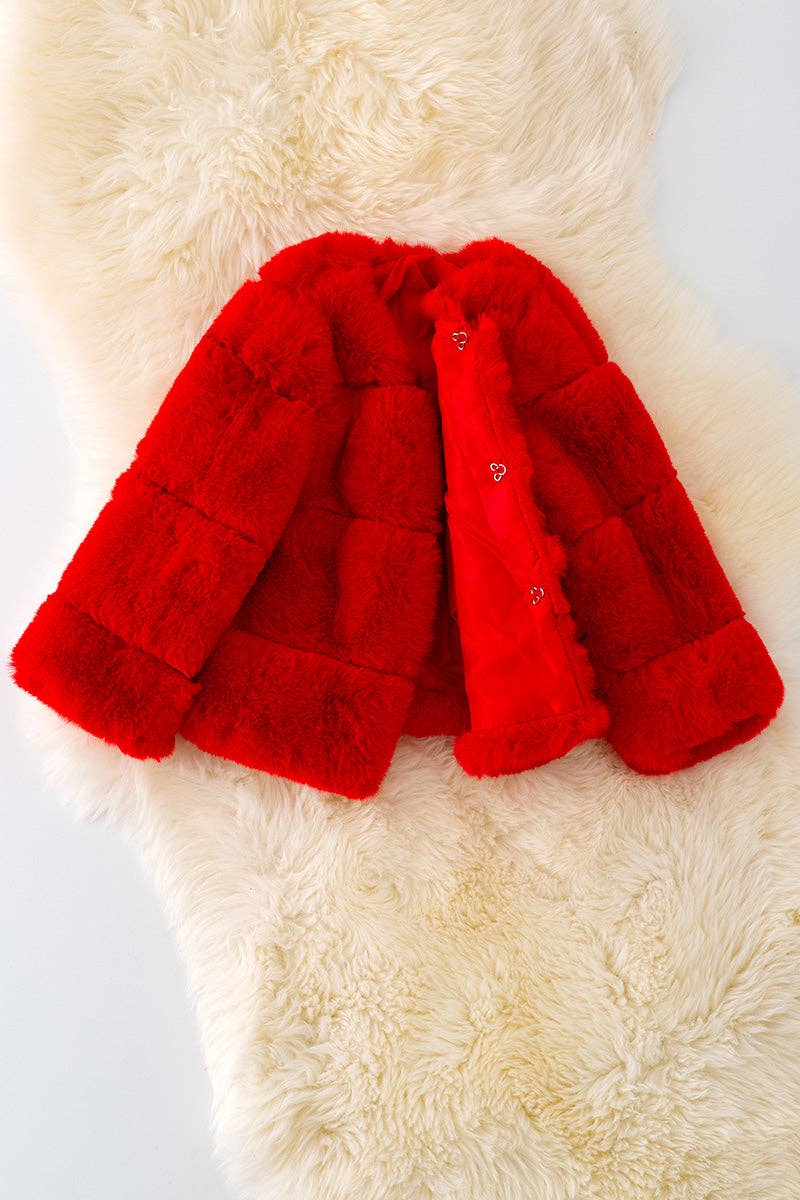 Red faux fur cozy jacket. TPG40414 Jean