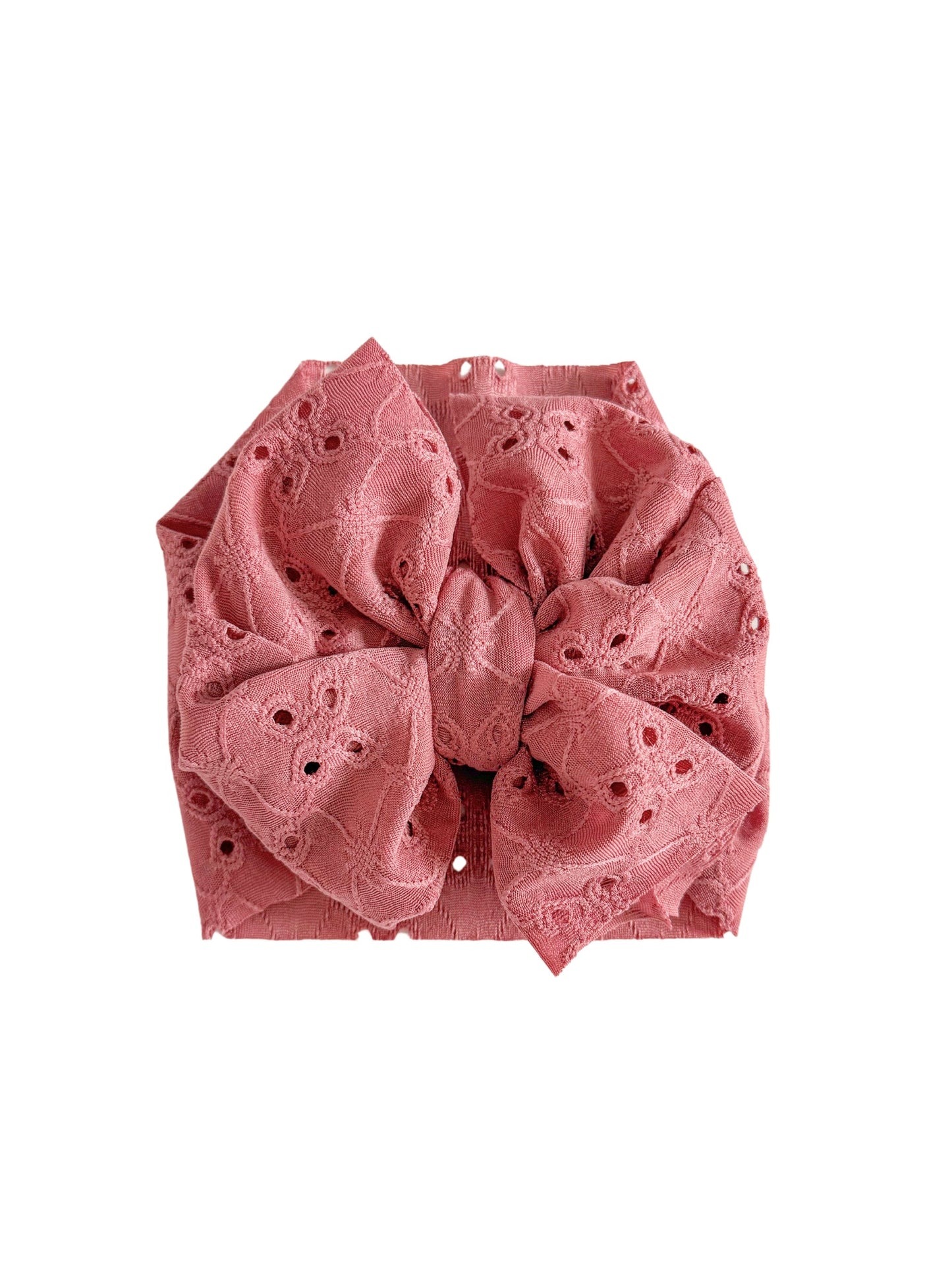 Eyelet Headwrap Bow- Mauve