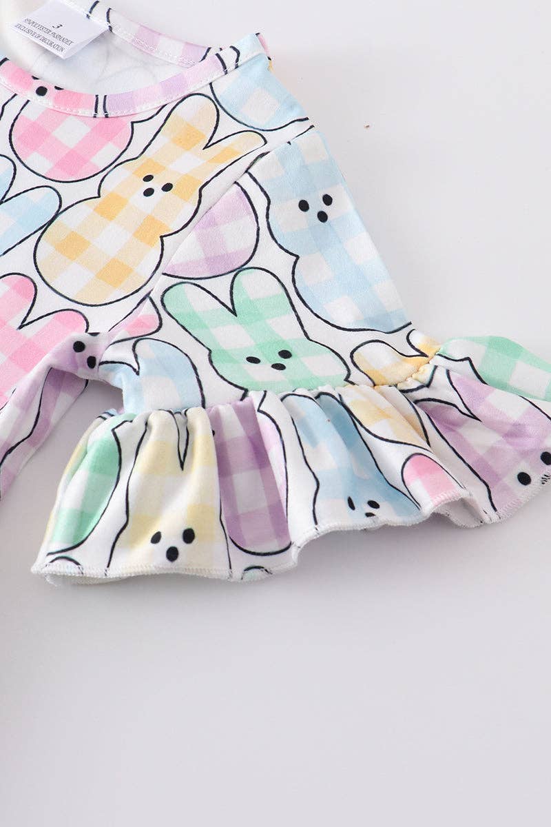 Easter Plaid Rabbit Ruffle Dress