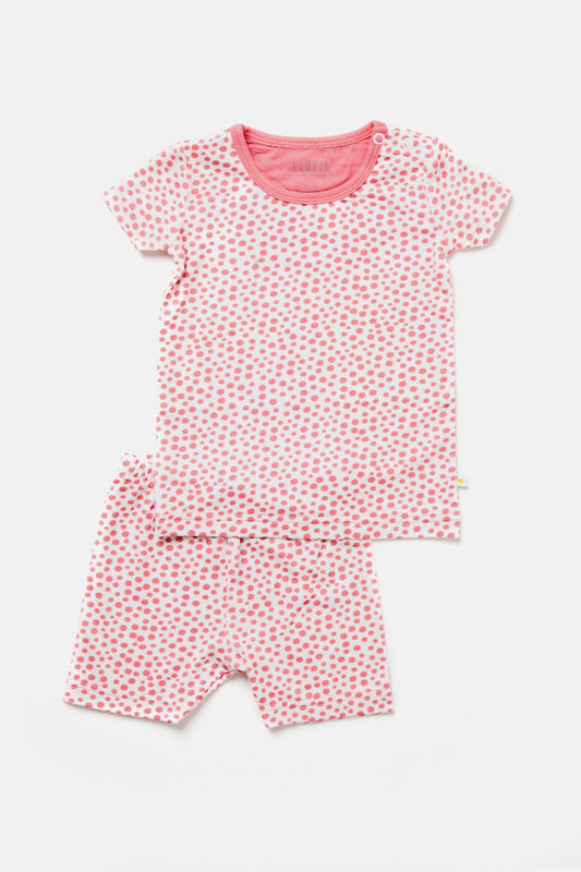 Shorts Pajama Set - Coral Dots