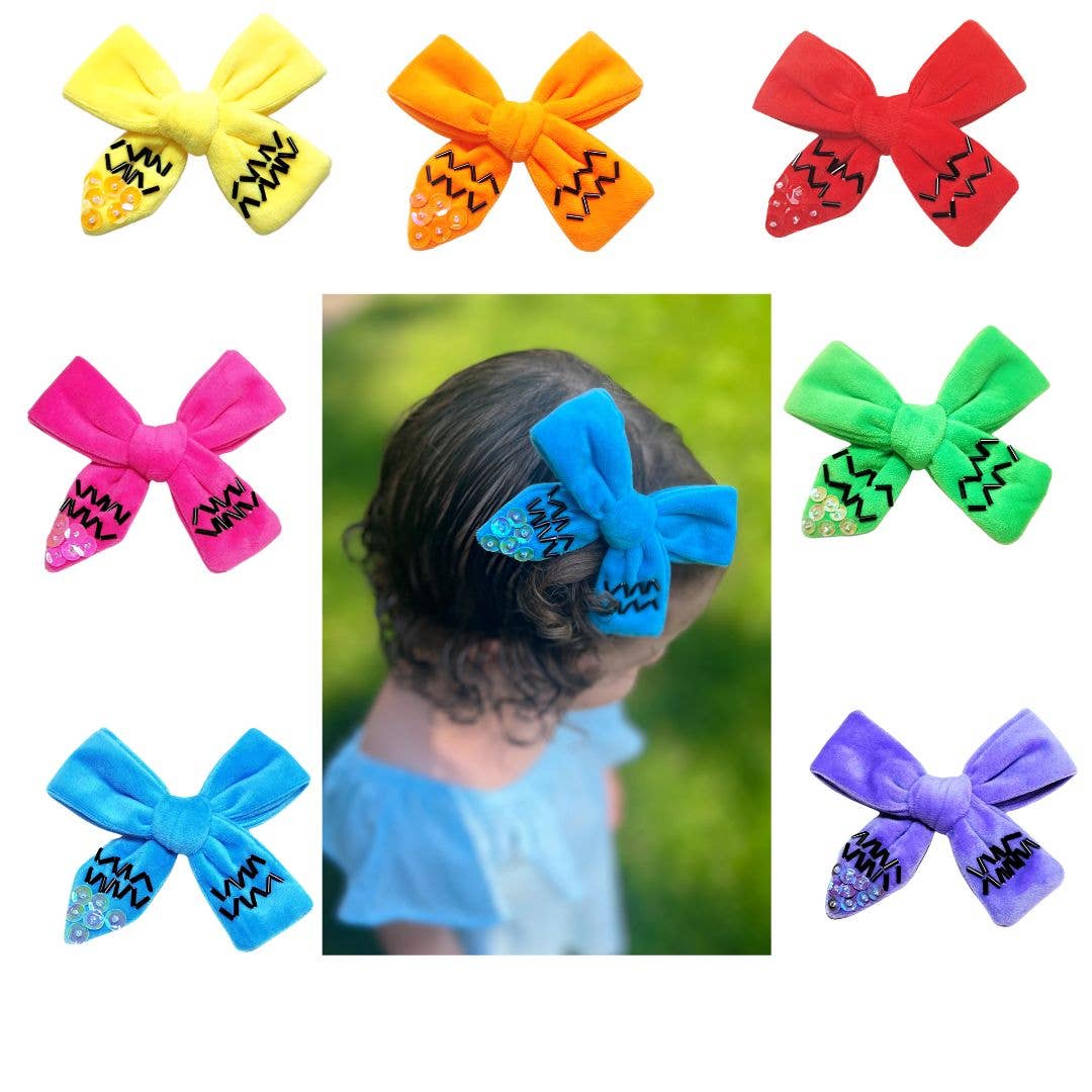 Yellow Crayon Velvet Bow