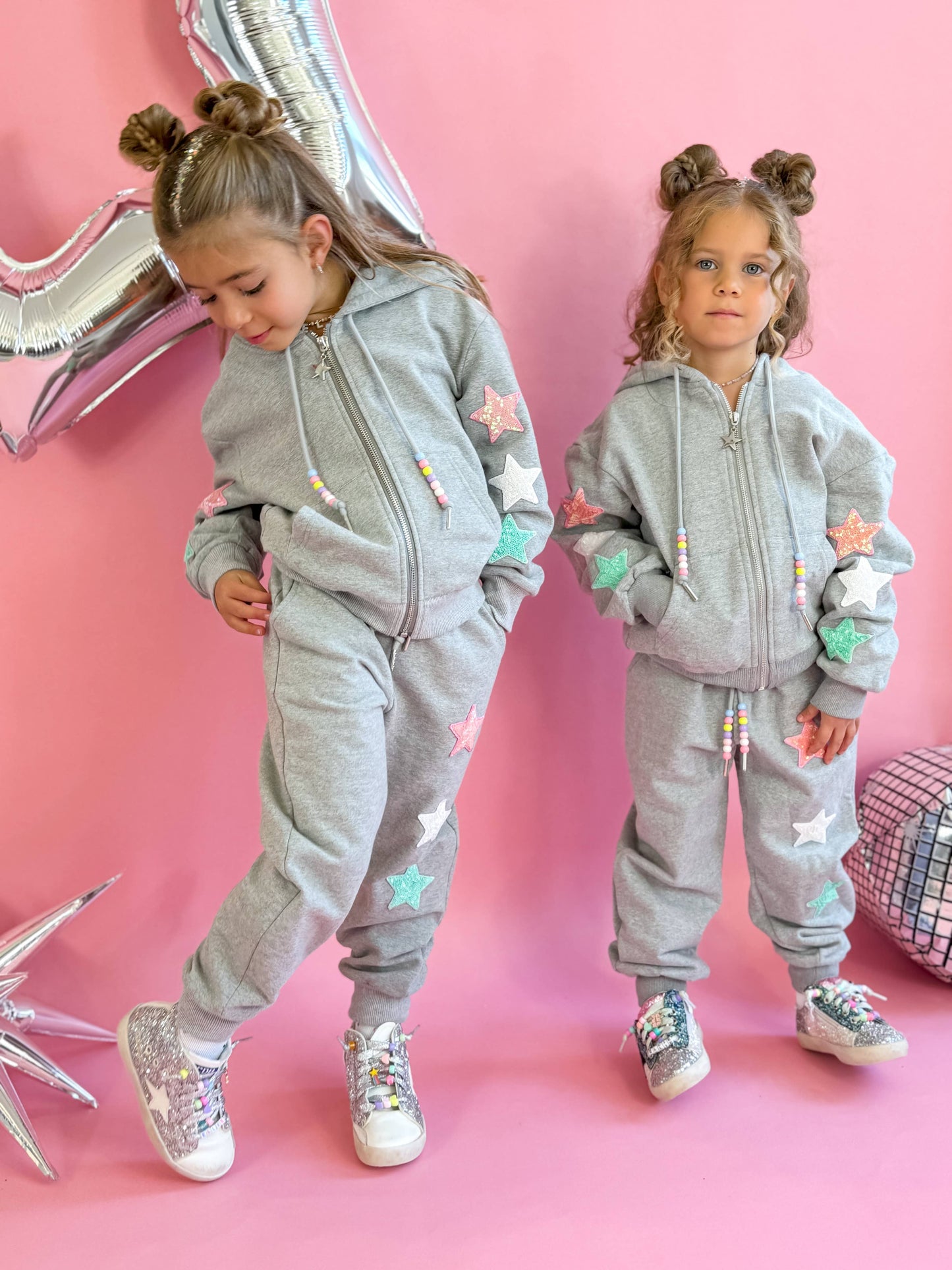 Star Girl Sweatsuit Set W/ Sequin Star Patches