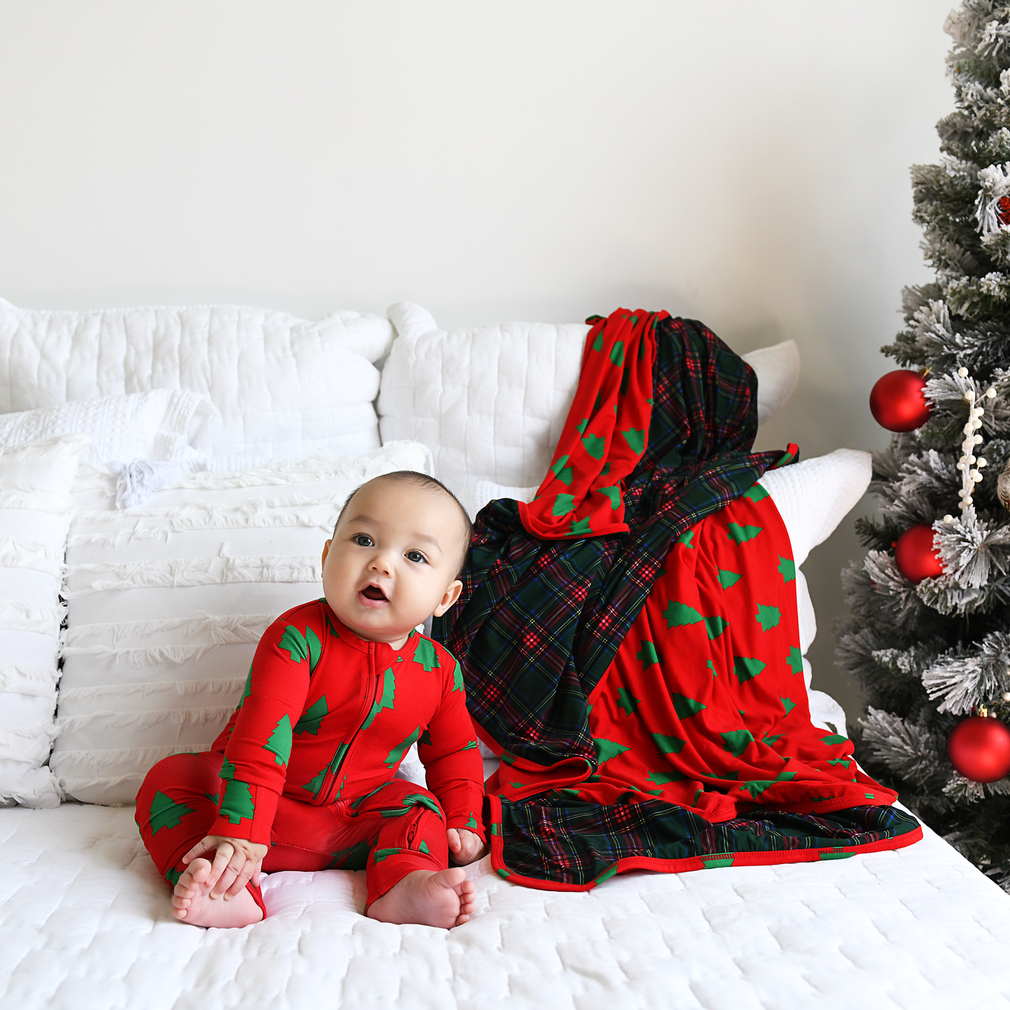 Christmas Trees Convertible Zip Onesie