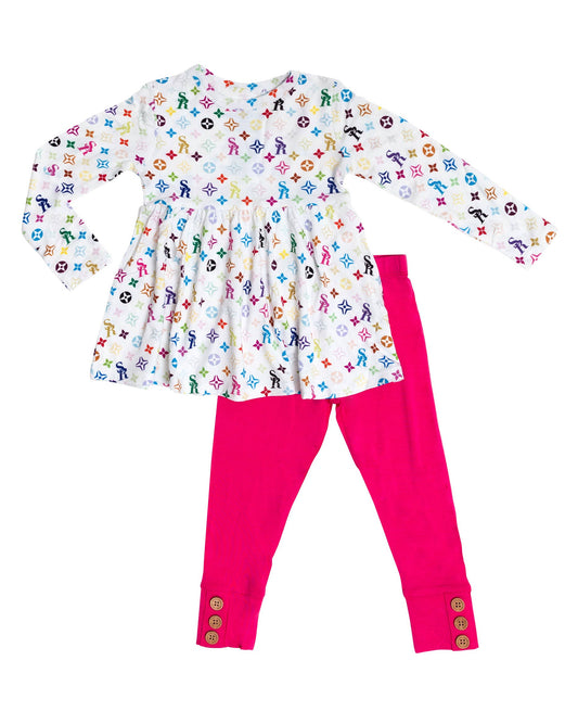SR Logo Peplum Top and Legging Set