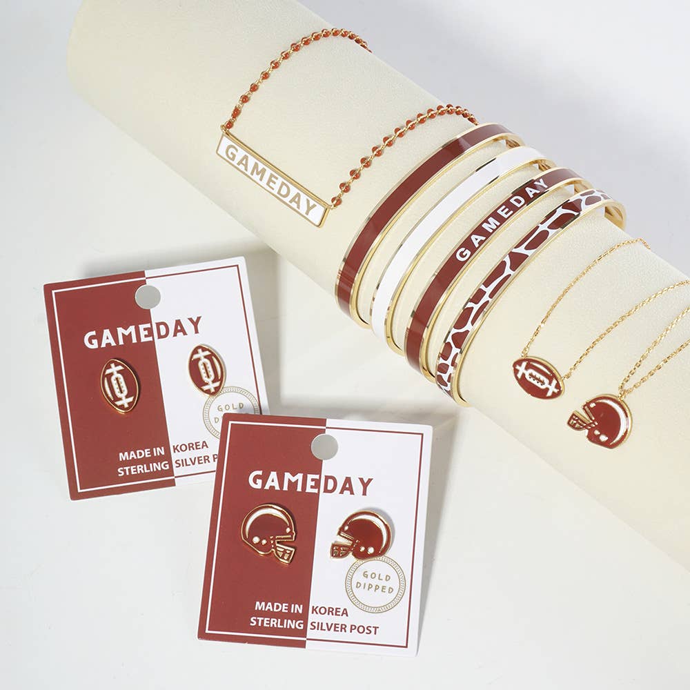 Gold Dipped GAMEDAY Football Stud Earrings