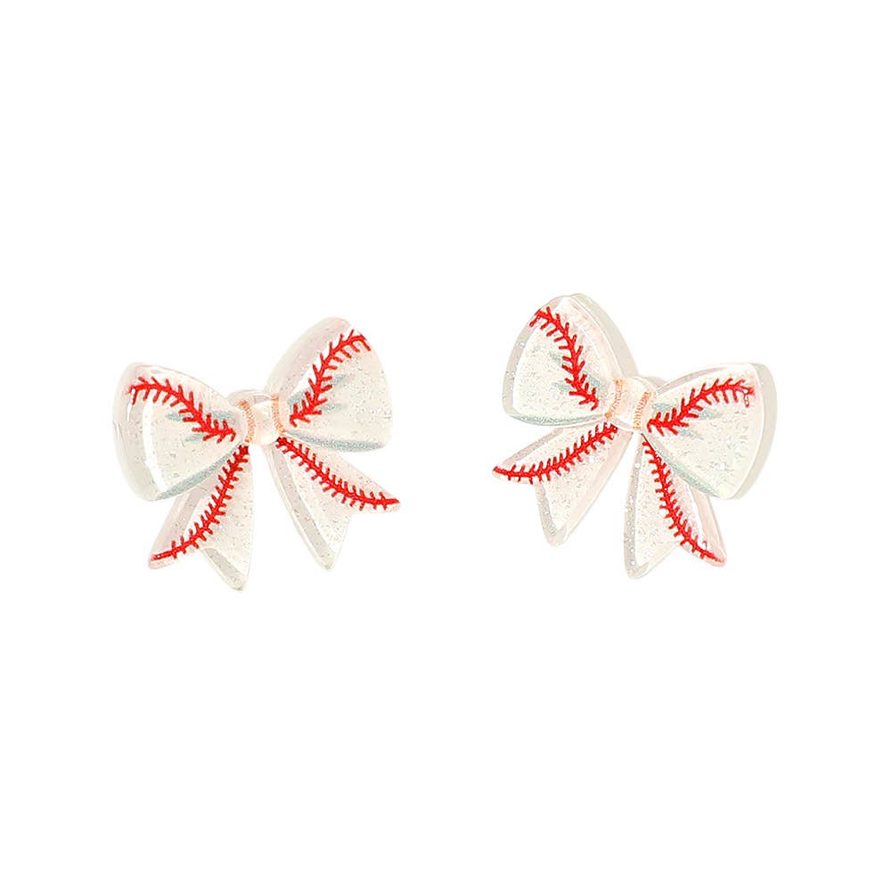 Resin Sports Baseball/Basketball/Football Bow Stud Earrings