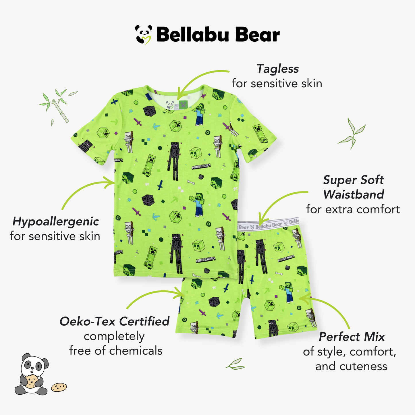Minecraft Mob Squad Bamboo Kids Pajama Short Set