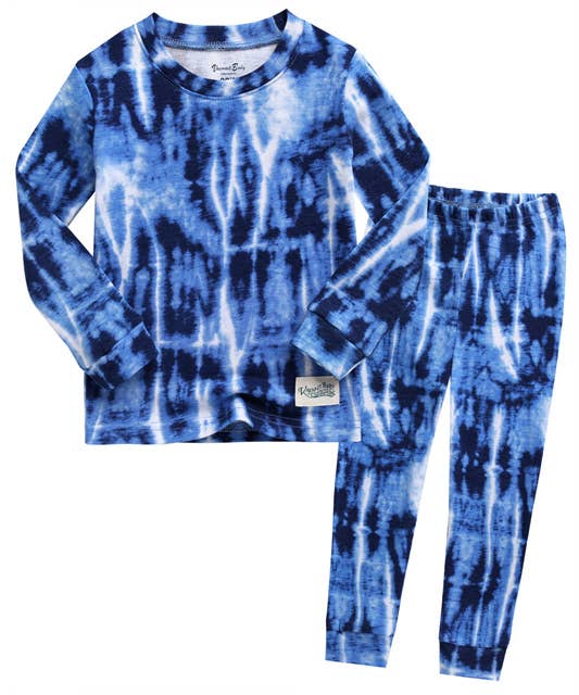 Tie Dyeing Thunder Navy Long Sleeve PJs