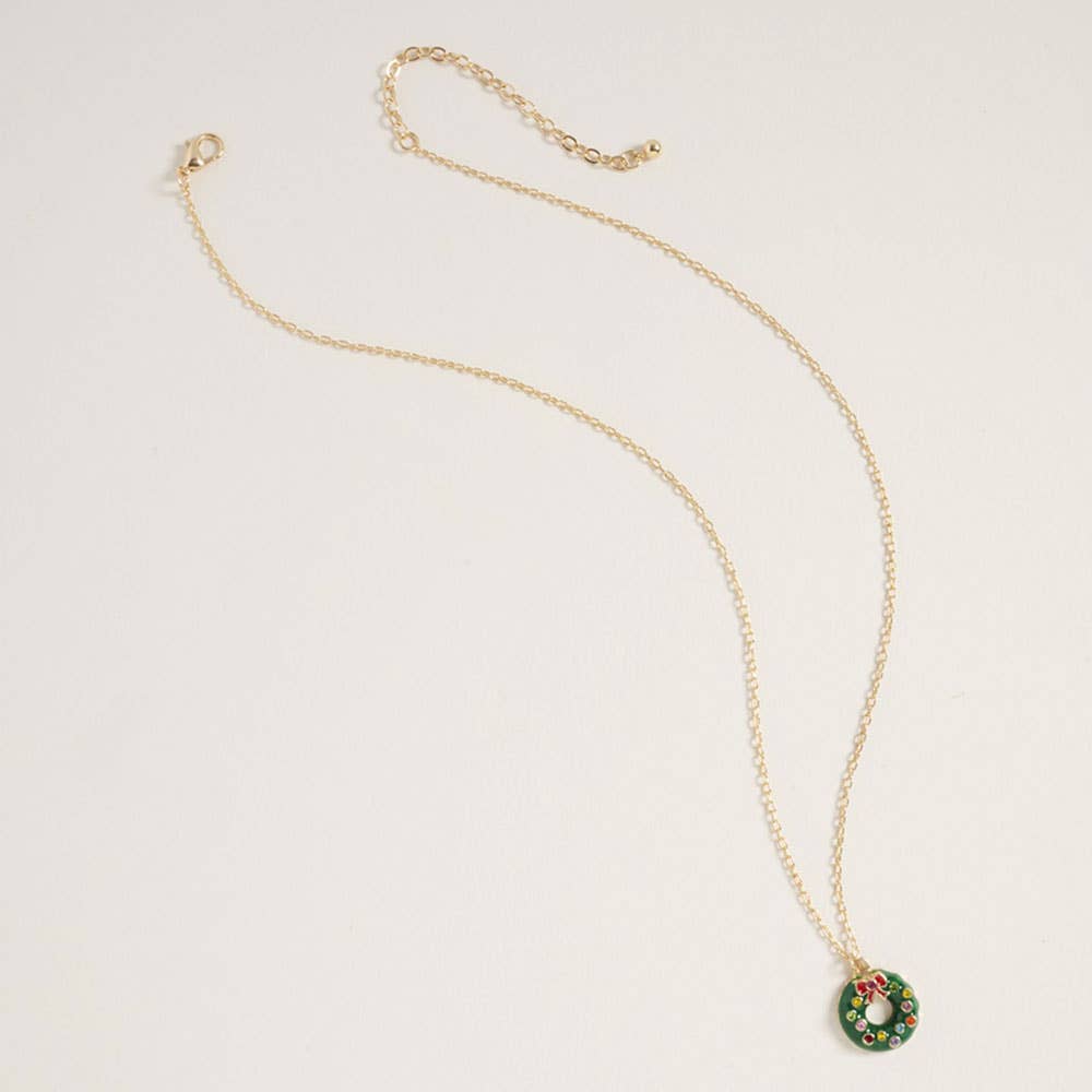 Christmas Wreath Pendant Necklace