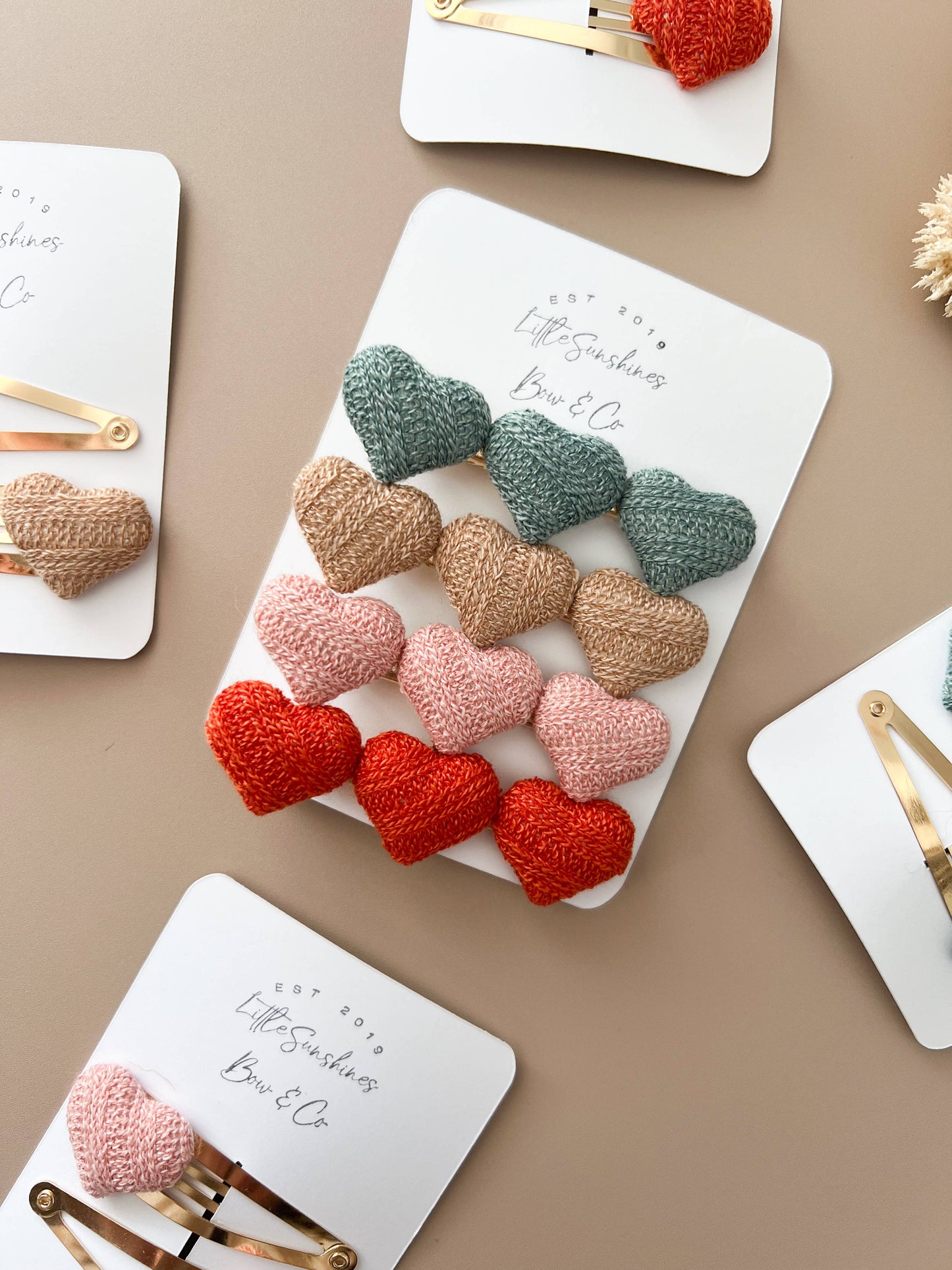 Triple Heart Hair Clips- Set of 4