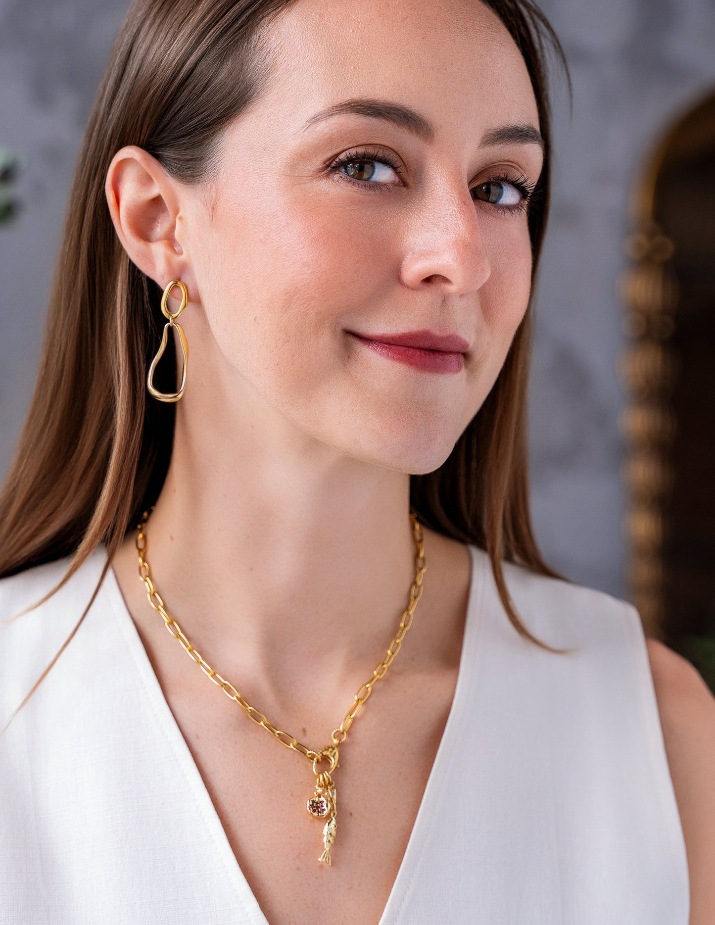 Gold Organic Shape Earrings
