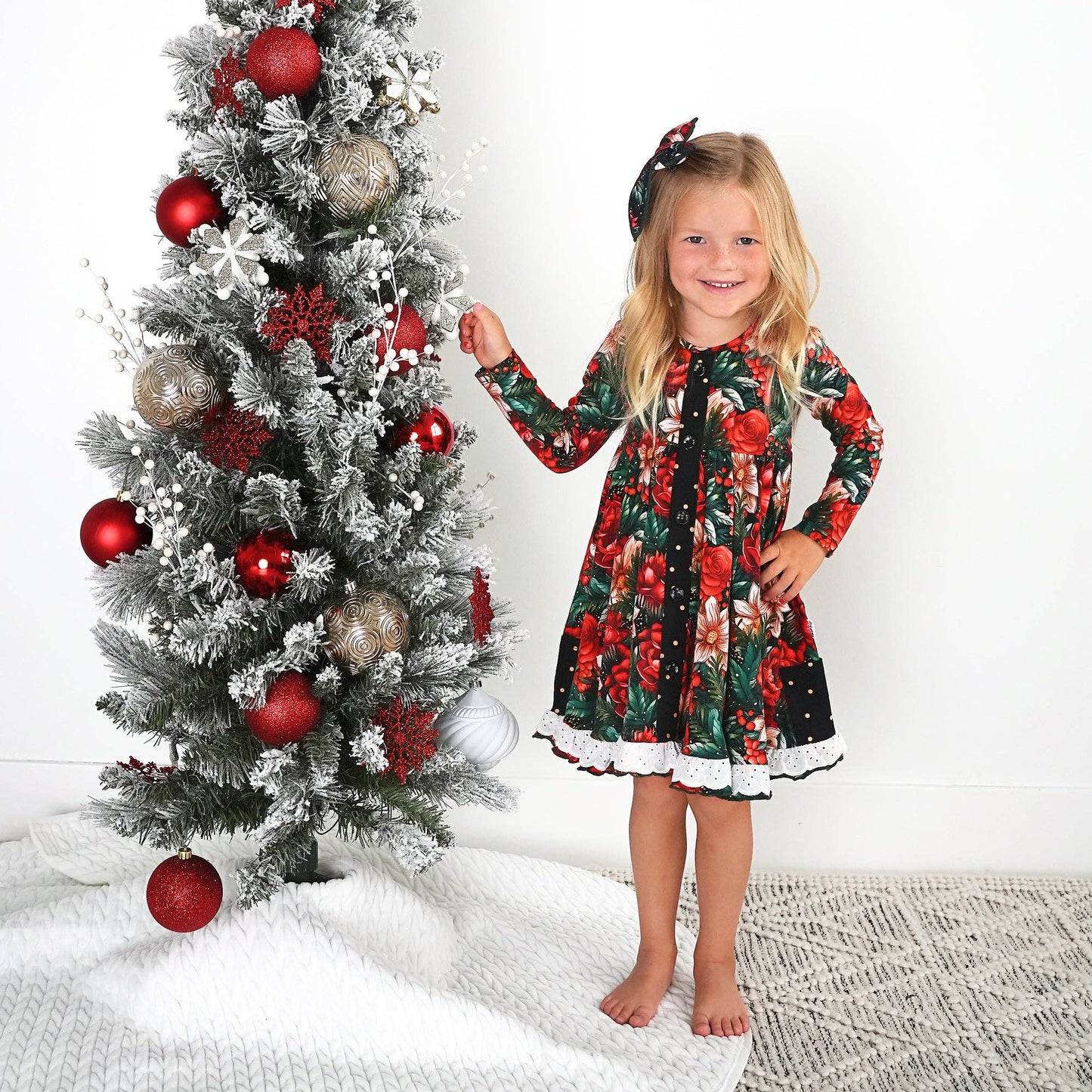 Floral Button Dress w/Lace