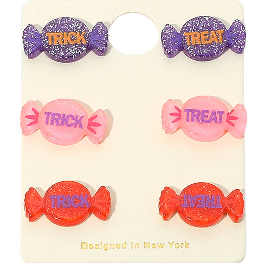 3Pairs - TICK TREAT Halloween Candy Stud Earring Set
